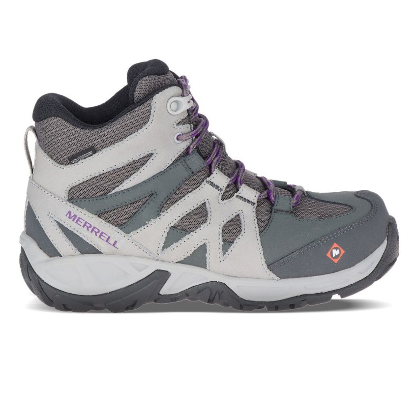 Bottes de Securite Merrell Siren Mid Waterproof Alloy Toe Grise/Blanche Femme | K.R.HTGT